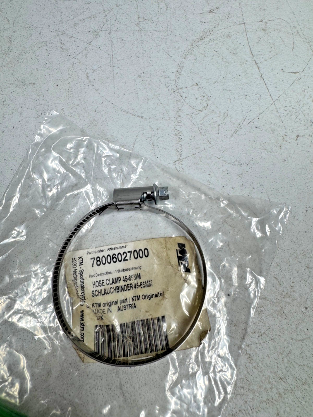 KTM 85 Airbox Hose Clamp OEM Part # 78006027000