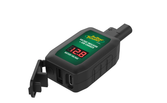 LCD VOLTAGE INDICATOR W/ USB & USB TYPE-C CHARGING ADAPTERS